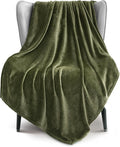 Exclusivo Mezcla Fleece Olive Green Throw Blanket by ExclusivoMezcla