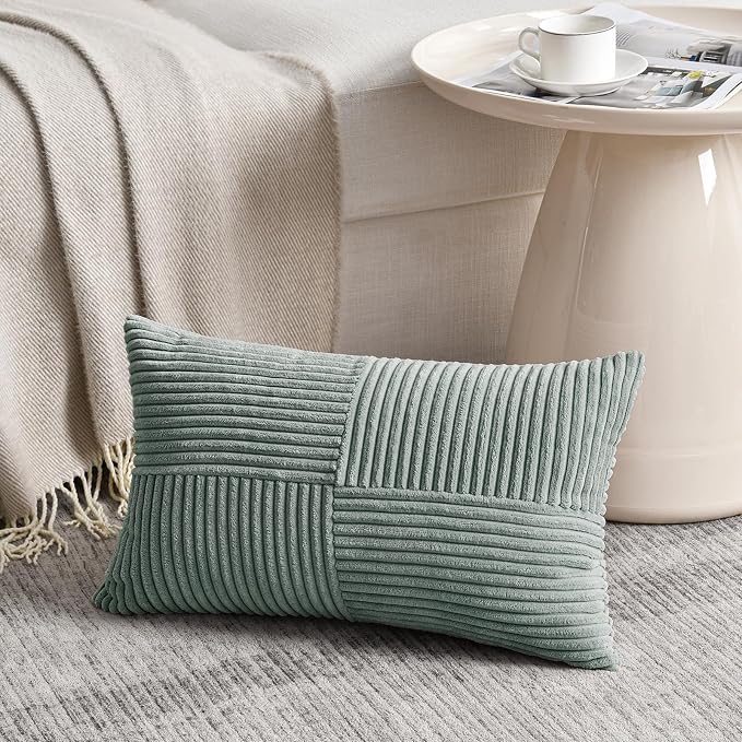 Fancy Homi 2 Packs Grey Blue Lumbar Decorative Throw Pillow Covers 16x28 Inch - Image 2