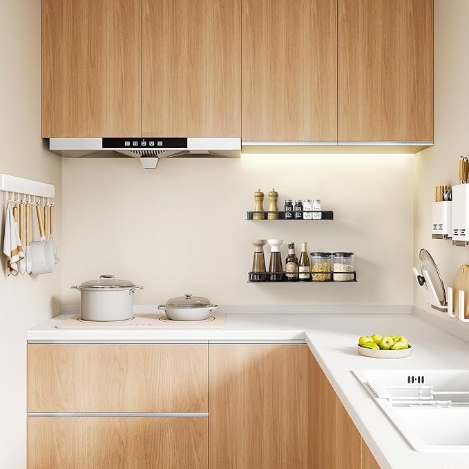 JOOM Metal Wall Floating Shelf - Metal Wall Shelf, Black Floating Shelf, Small Bathroom Shelf, (Black, 16Inch)