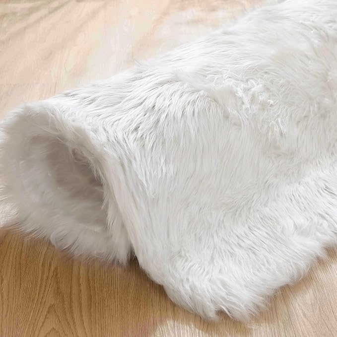 Goolela White Sheepskin Area Rug 8x10 Fluffy Fuzzy Furry Shag Rug - Image 7