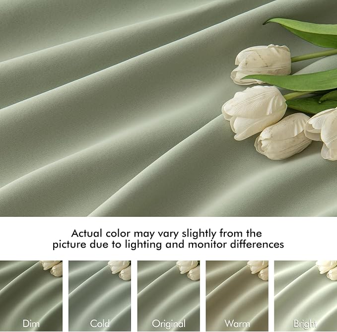 MIULEE Sage Green Back Tab Blackout Curtains 52x96 Inch Long 2 Panels Set | Rod - Image 8