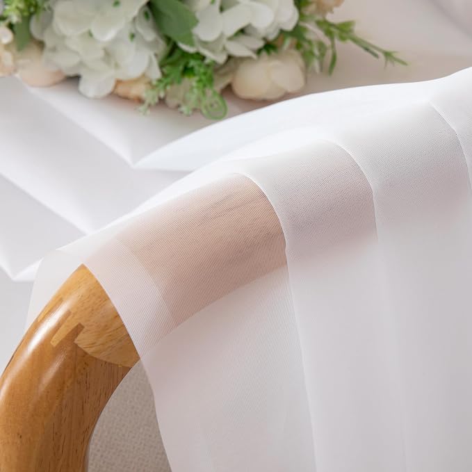 Chyhomenyc White Sheer Curtains 45 Inch Long 2 Panels, Short Voile Drapes - Image 4