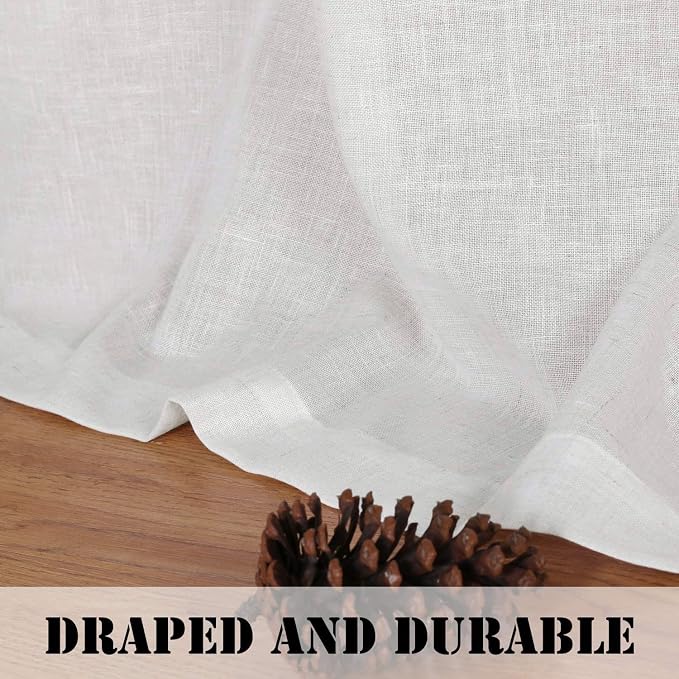 H.VERSAILTEX Natural Effect Extra Long Semi Sheer Curtains Made of Linen Mixed - Image 8