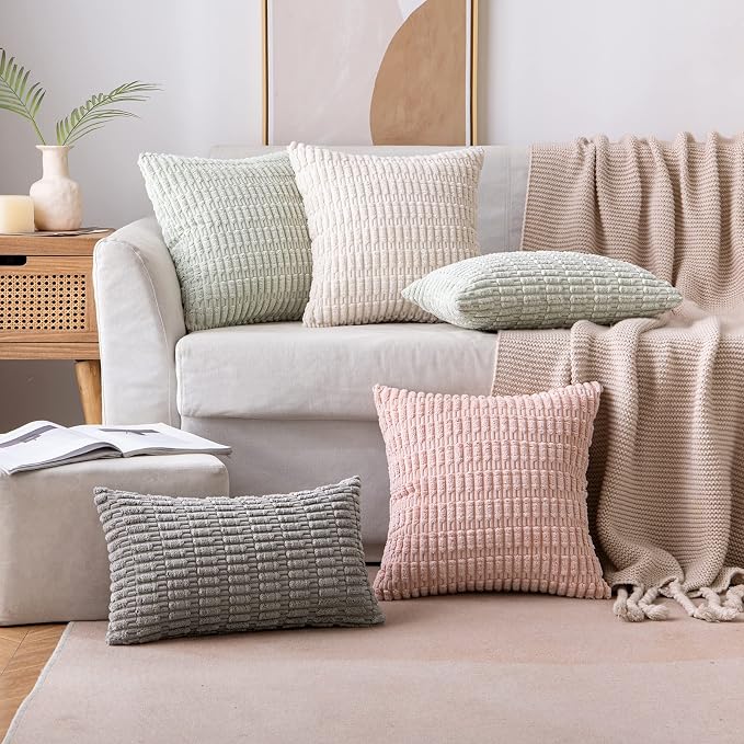 MIULEE Pack of 2 Corduroy Decorative Throw Pillow Covers 12x12 Inch Soft Boho - Image 5