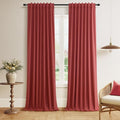Guken Red 100% Blackout Linen Curtains 90 Inch Length 2 Panels Set by Guken