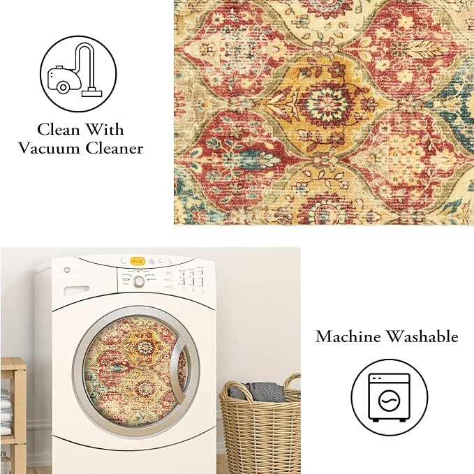 Lahome Moroccan Trellis Washable Rug, 2x3 Bathroom Rugs - Image 3