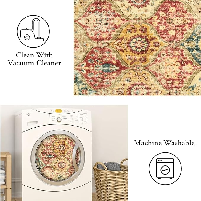 Lahome Moroccan Washable Rugs for Living Room, Soft 4x6 Rug for Bedroom | - Image 4