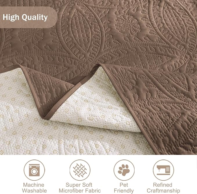 Quilted Raw Umber Sofa Slipcovers - Image 7