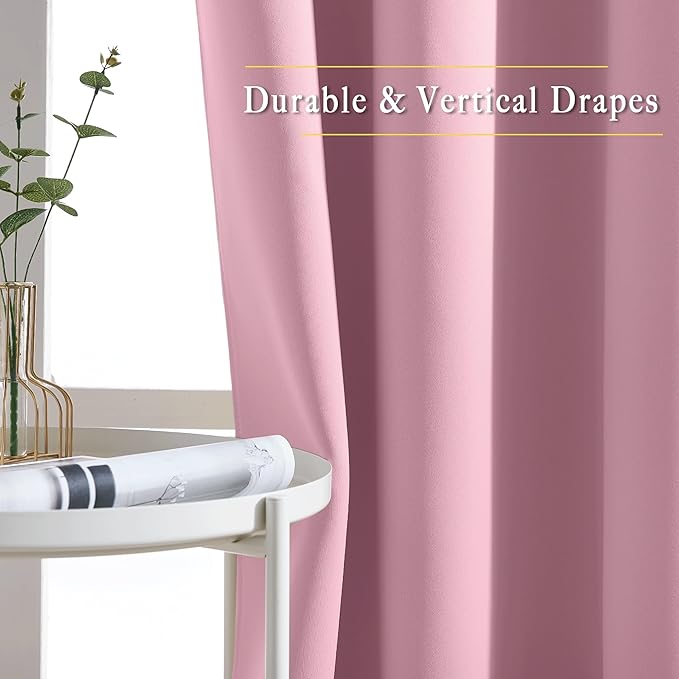 NICETOWN Room Darkening Bedroom Curtains 63 inches Long, Window Treatment - Image 5