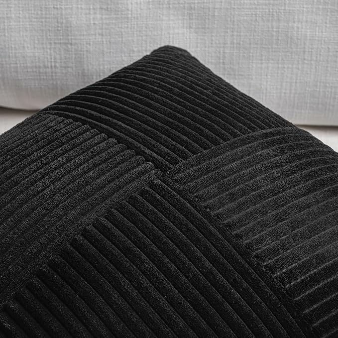 Fancy Homi 2 Packs Black Samll Decorative Throw Pillow Covers 14x14 Inch - Image 3