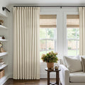 Pinch Pleated Extra Wide Beige Linen Curtain 96 Inches Long 70 Wide 1 Panel | by Twodrapes