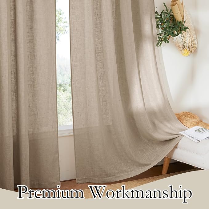 RYB HOME Sheer Curtains 108 inches, Extra Long Floor to Ceiling Curtains | - Image 5