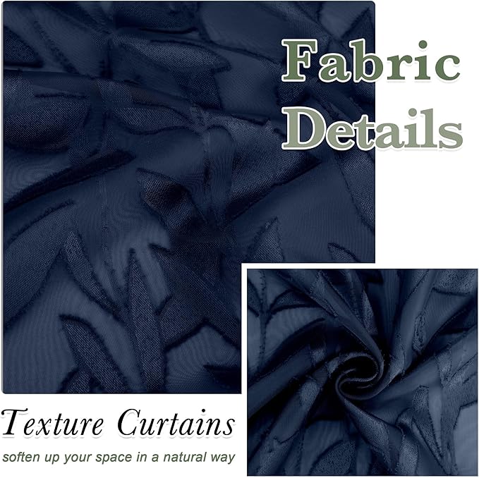 Lecloud Leia 14 Inch Navy Blue Sheer Valances - Image 4