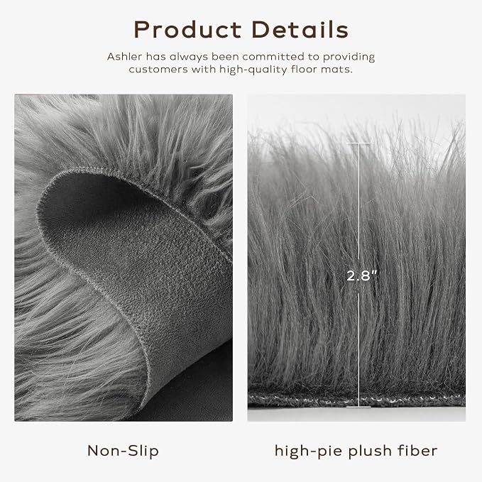 Ashler Faux Fur Rug, Fluffy Shaggy Area Rug Ultra Soft 2.3 x 3.3 Feet Sheepskin - Image 6