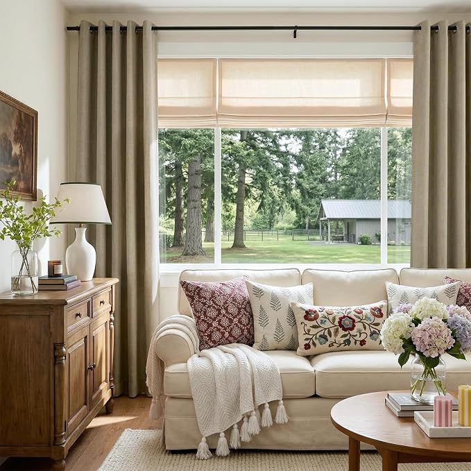 100% Blackout Linen Textured Curtains 96 Inch Long, Plaza Taupe | 100% Blackout - Image 5