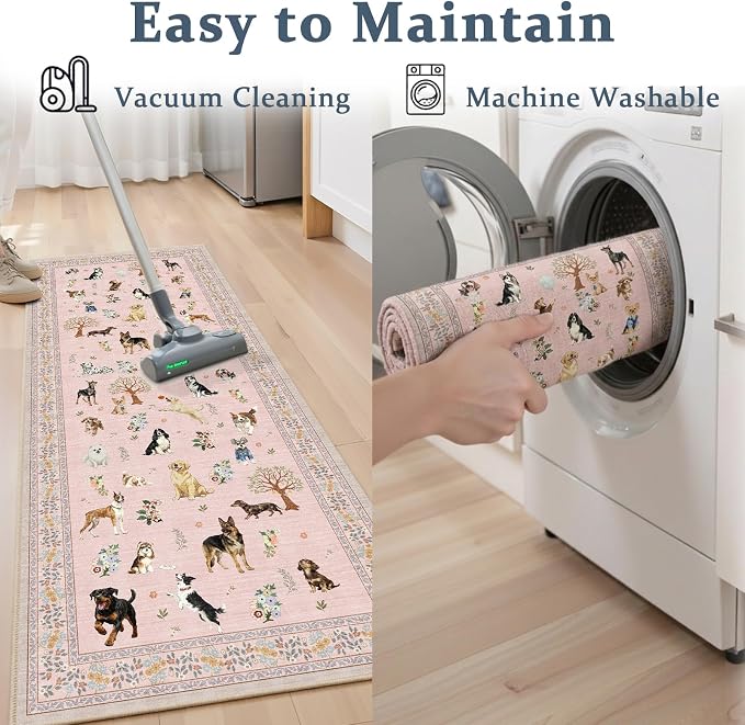 Pink Floral Hallway Runner Rug 2x8 - Image 4