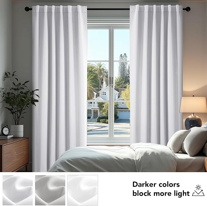 Deconovo Blackout Curtains, Thermal Insulated, W70 x L63 2 Panels, Back Tab - Image 4