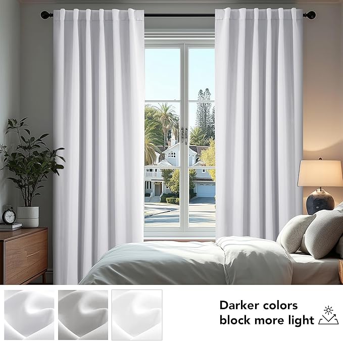 Deconovo Blackout Curtains, Thermal Insulated, W70 x L95 2 Panels, Back Tab - Image 4