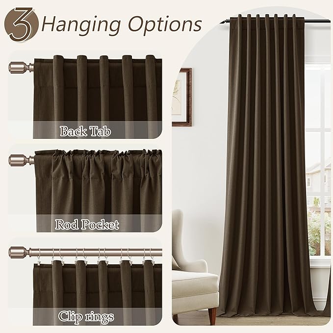 Guken 100% Blackout Curtains 120 Inch Length 2 Panels Set - Image 6