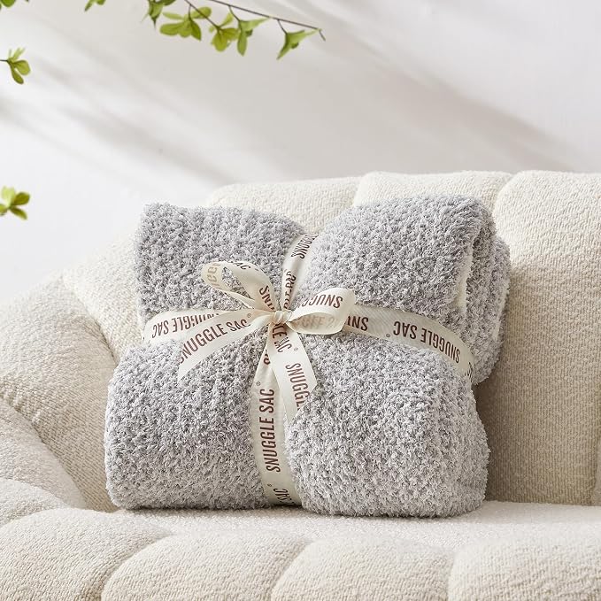 Snuggle Sac Queen Size Bedding Blanket Grey Color, Super Soft Warm Blankets - Image 4