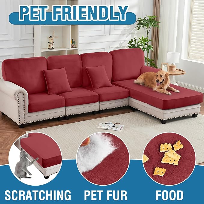 Couch Cover Stretch Velvet Sofa Cushion Cover 1-Piece - Image 4