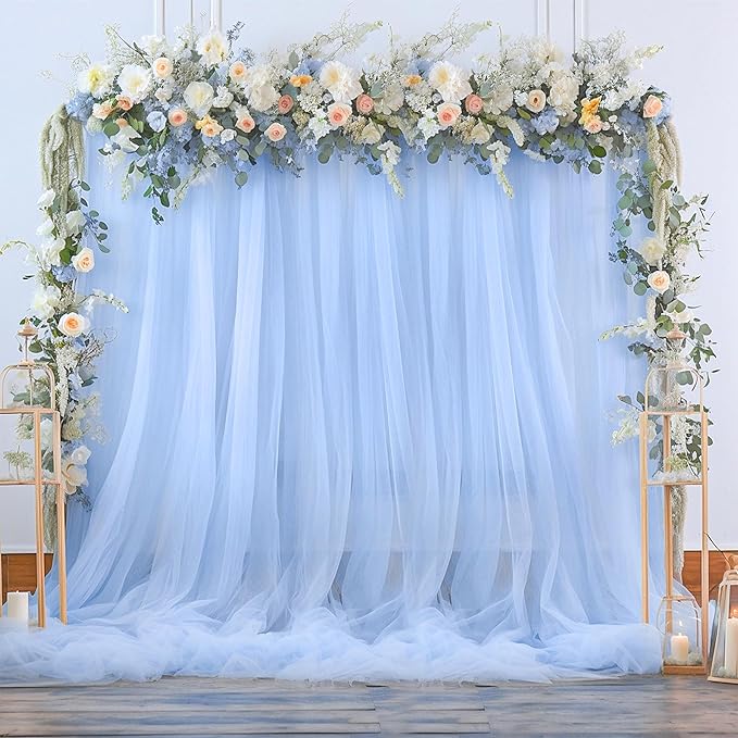 10ft x 15ft Baby Blue Tulle Backdrop Curtain by Suppromo