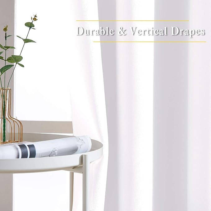 NICETOWN Pure White Curtains 2 Panels 84 inches Long - Image 5