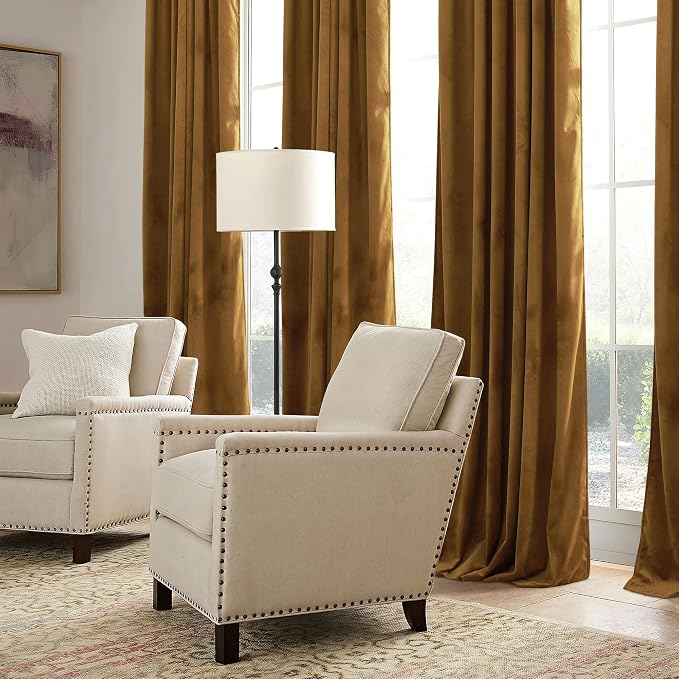 RYB HOME Gold Brown Velvet Curtains 72 inches - Image 6