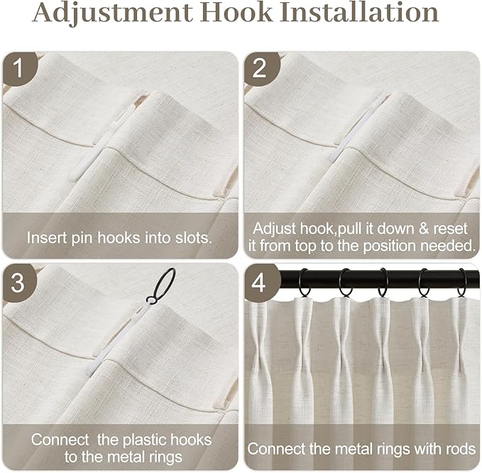 Pinch Pleated Linen Curtains 96 Inches Long - Image 8