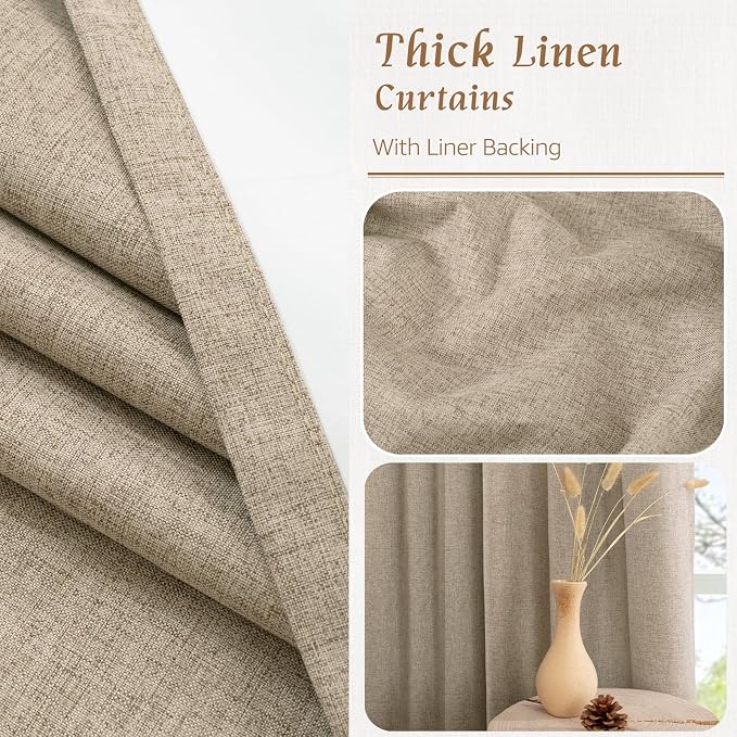 100% Blackout Linen Curtains 63 Inches Long - Image 8