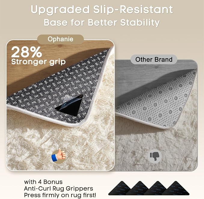 Ophanie 5x7 Area Rugs for Living Room Ivory, Fluffy Shag Large Fuzzy Plush Soft - Image 4