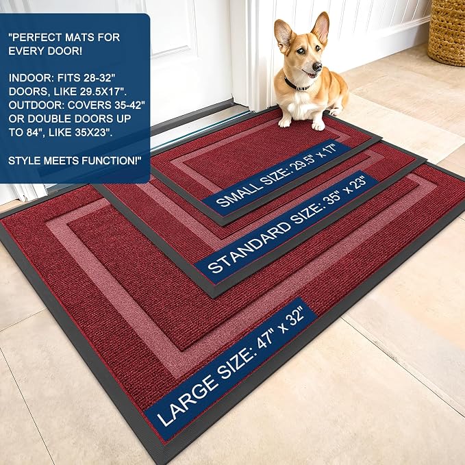 OLANLY Front Door Mat Outside 59x40, All-Season Heavy-Duty Rubber Doormat | - Image 2