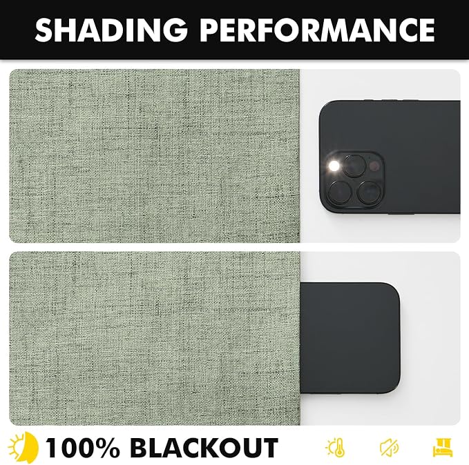 MIULEE 100% Blackout Linen Curtains 42 x 84 Inch Sage Green 2 Panels | Thermal - Image 7