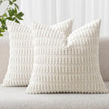 MIULEE Corduroy Decorative Throw Pillow Covers 20x20 Pure White Pack of 2 | by MIULEE