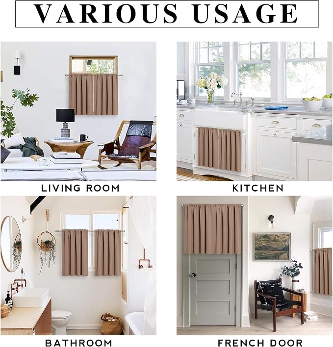 RYB HOME Cafe Blackout Curtains 24 inch Length, RV Curtains - Image 6