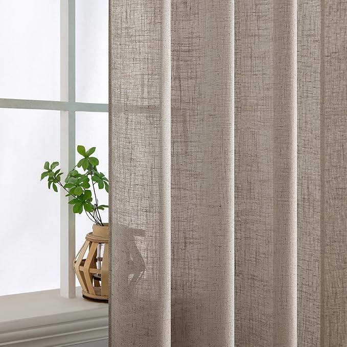 MIULEE Burlywood Birch Linen Curtains 52x45 Inch Long 2 Panels - Image 5