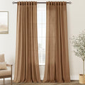 Brown Curtains for Living Room Back Tab Modern Farmhouse Semi Sheer Curtains 96 by Jolilight