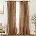 Brown Curtains for Living Room Back Tab Modern Farmhouse Semi Sheer Curtains 90 by Jolilight