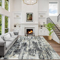 10x14 Area Rugs for Living Room: Washable Abstract Black Grey Gold Carpet | by GENTDRIZZ