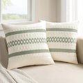 MIULEE Set of 2 Sage Green Boho Decorative Pillow Covers 16x16 Inch | Farmhouse by MIULEE