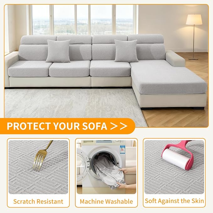 XINEAGE Large Couch Cushion Covers Seat Cushion Cover Thick Stretch Sofa - Image 6