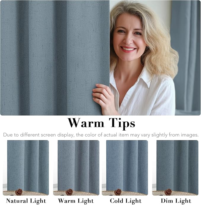 H.VERSAILTEX Linen Blackout Curtains 45 Inches Long 100% Blackout Thermal - Image 5