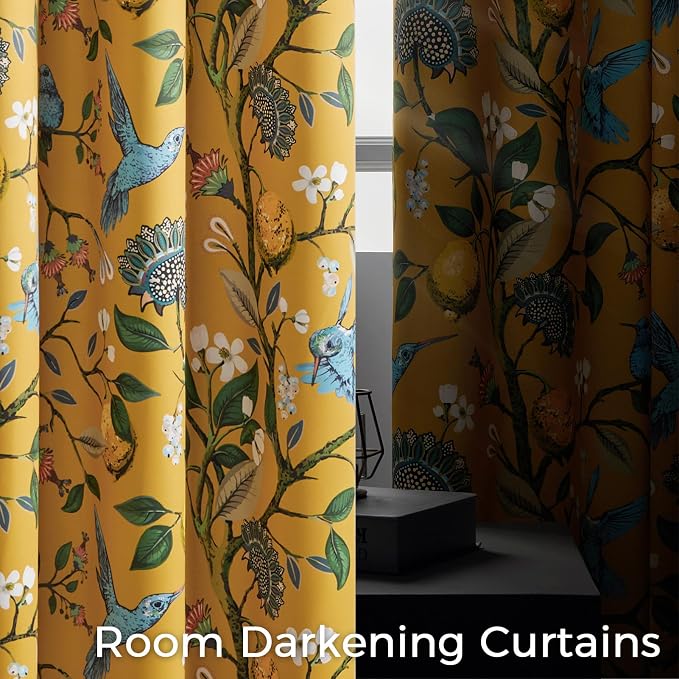 Topfinel 100 Inches Long Mustard Yellow Luxury Curtains - Image 4
