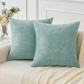 MIULEE Pack of 2 Couch Throw Pillow Covers 18x18 Inch Soft Aqua Green Chenille by MIULEE