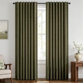 MIULEE 100% Blackout Linen Curtains 42 x 63 Inch Light Olive Green 2 Panels | by MIULEE