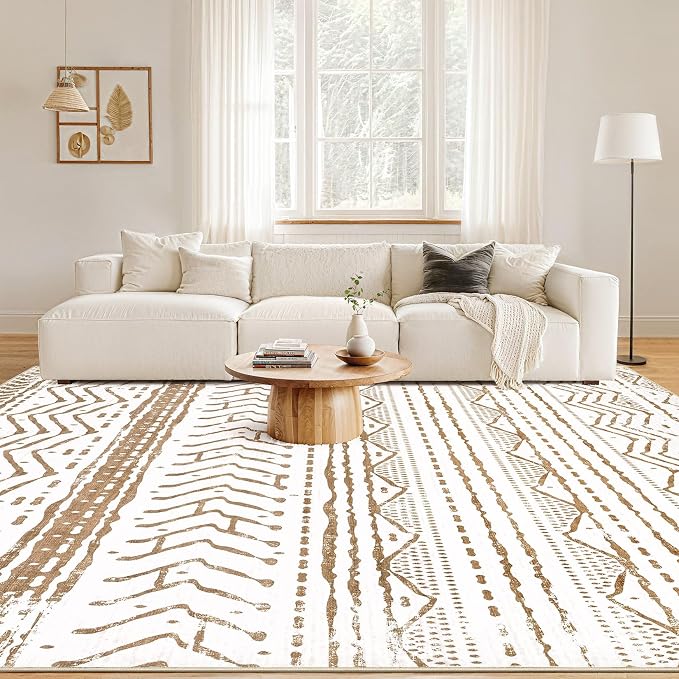 Nakagishi Area Rug Living Room Rugs: 5x7 Machine Washable Boho Large Neutral - Image 4