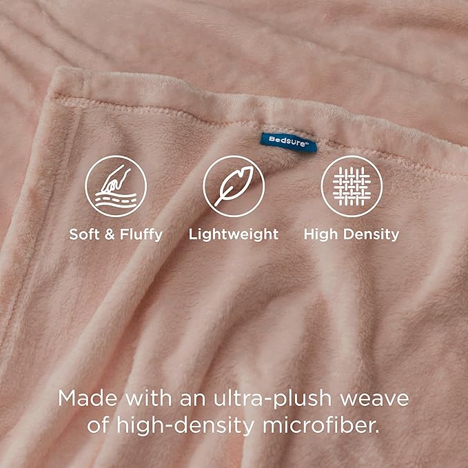 Bedsure GentleSoft Fleece Blankets King Size Dusty Pink - Image 3