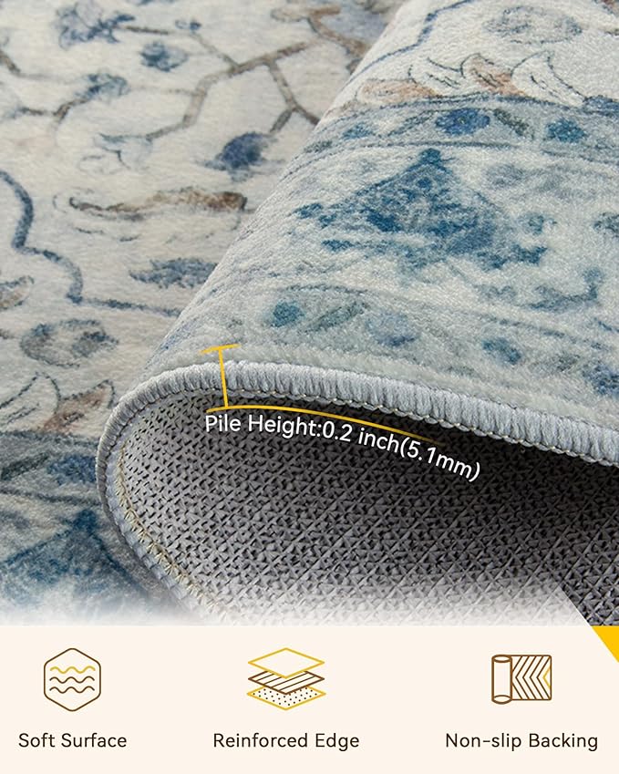 RELEANY Washable Area Rug, Runner 2'x5', Water Repellent, Pet Friendly - Image 4