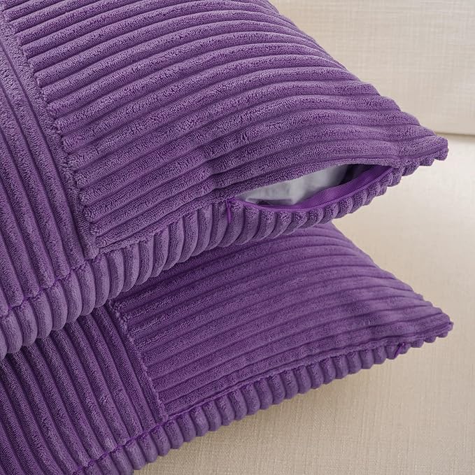 Fancy Homi 2 Packs Purple Long Lumbar Decorative Throw Pillow Covers 12x24 Inch - Image 4