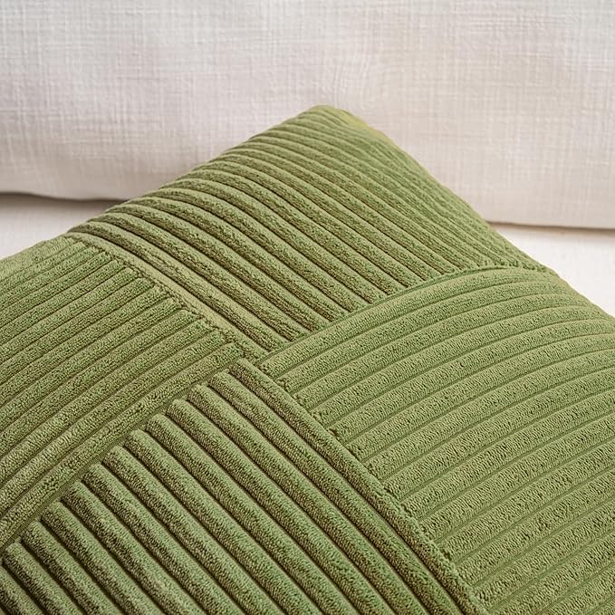 Fancy Homi 2 Packs Moss Green Long Lumbar Decorative Throw Pillow Covers 16x24 - Image 4
